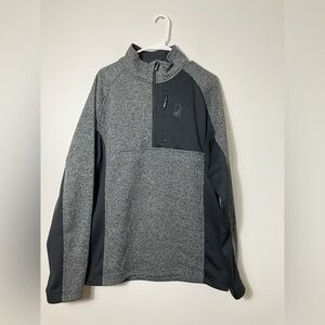 Spyder Men's‎ Outbound 1/4 Zip Pullover Sweater Gray Black Knit Fleece Size L